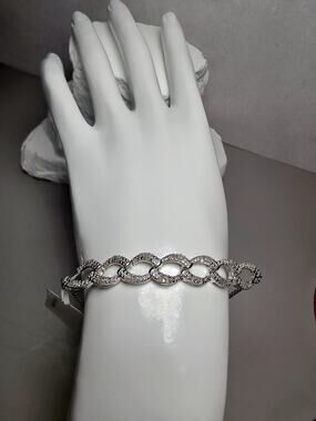 6-9" Adjustable 0.23ct Natural Diamond Infinity Bracelet 925 Sterling Silver